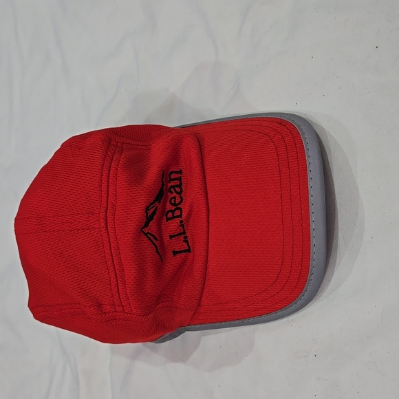 LL Bean Red Reflective Five Panel Strapback Lightweight Running Adjustable Hat - Picture 1 of 4
